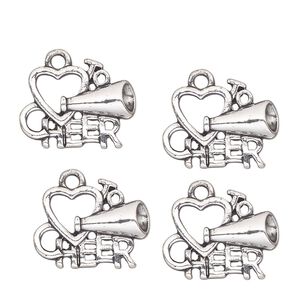 Charm, antique silver-finished "pewter" (zinc-based alloy), 23x12mm single-sided cheerleader. Sold per pkg of 4.