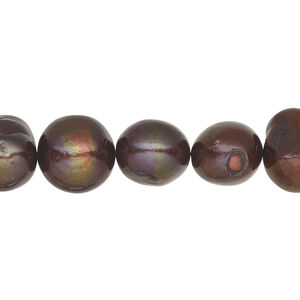 Freshwater 1pkg1, flat-sided potato pearl, 15 inch black cherry 12-15mm cultured