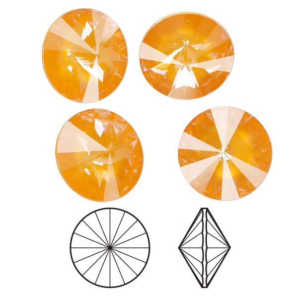Chaton 4pk crystal mango ignite LacquerPRO, Crystal Passions® 14mm rivoli 1122 image number 0
