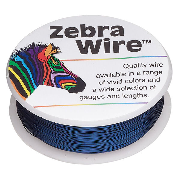 Wire, Zebra Wire™, color-coated copper, sapphire blue, round, 30 gauge. Sold per 1/4 pound spool, approximately 215 yards. image number 0