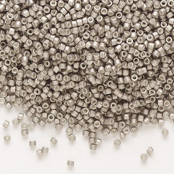 Seed bead, Delica®, glass, pkg/50g, #11 round, opaque semi-matte galvanized pewter (DB-1159). image number 0