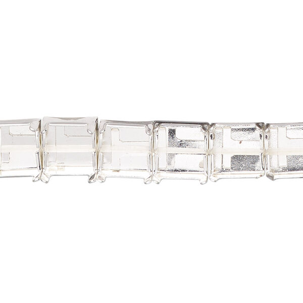 Bracelet component, silver-finished steel / brass / "pewter" (zinc-based alloy), 8mm wide cupchain with (22) SS39 settings, 8 inches with 1-inch extender chain and lobster claw clasp. Sold individually. image number 0