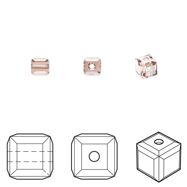 Bead 48pk rose peach, Crystal Passions® 4mm cube 5601 image number 0