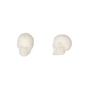 Bead, bone (bleached), pkg/1, 9x6mm-11x8mm skull.