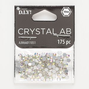 Flat back 1pkg175 glass, 2.7-2.9mm faceted round SS10, opaque clear AB