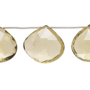 Golden quartz 1pkg7, hand-cut top-drilled faceted puffed teardrop bead 22x21mm-26x23mm