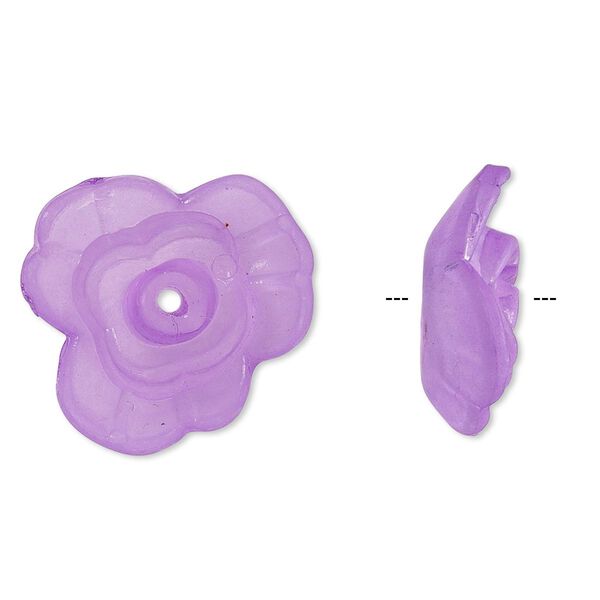 Component, acrylic, frosted violet, 21x8mm flower. Sold per pkg of 50. image number 0