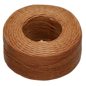 Thread, Hemptique®, polyester, pkg/50 yards, light brown, 0.8mm braided flat.