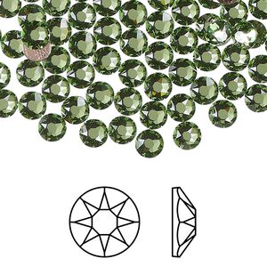 Flat back 144pk peridot foil back, Crystal Passions® hotfix rhinestone Regenerated 4.6-4.8mm round SS20 2078