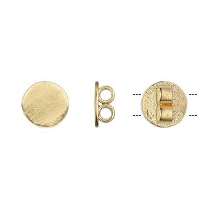 Bolo slide, JBB Findings, gold-plated brass, 10mm round, fits 2mm cord. Sold individually.