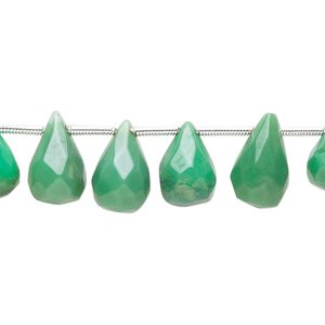 Chrysoprase 1pkg20, hand-cut top-drilled faceted briolette bead natural graduated 11x7mm-15x9mm