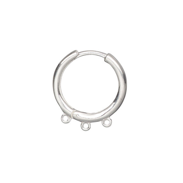 Earring, sterling silver, 18mm round hoop with 3 closed loops and hinged closure. Sold per pair. image number 0