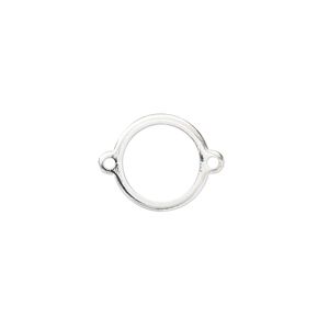 Link, silver-plated brass, 13mm open round. Sold per pkg of 100.