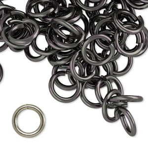 Jump ring, anodized aluminum, gunmetal, 10mm round, 6.8mm inside diameter, 14 gauge. Sold per pkg of 100.