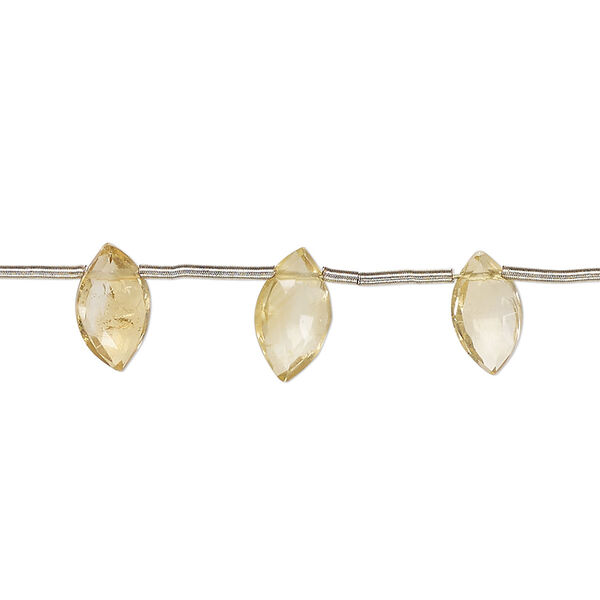Citrine 1pkg14, hand-cut top-drilled faceted puffed marquise bead B- grade, 8x5mm-12x6mm image number 0
