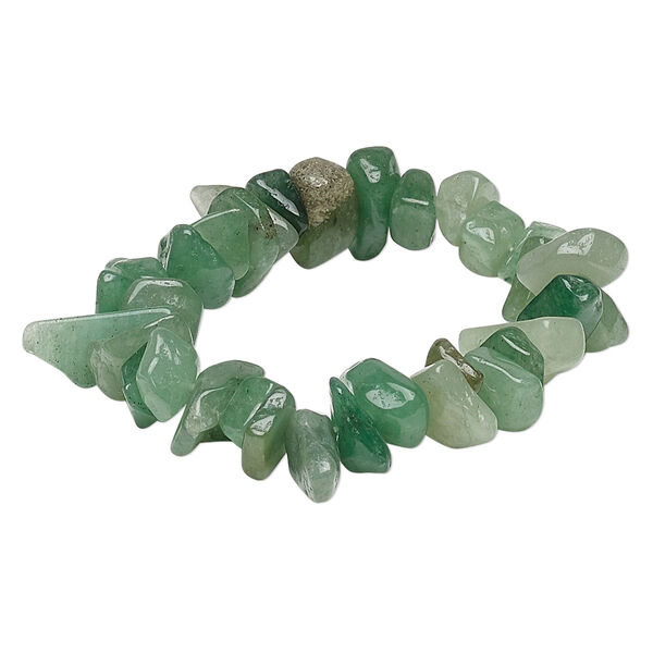 Bracelet, stretch, green aventurine (natural), extra-large chip, 7-1/2 inches. Sold individually. image number 0