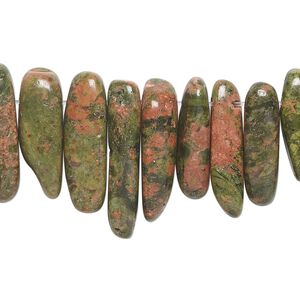 Unakite 1pkg1, top-drilled Hawaiian chip bead natural 15.5-16 inch extra-large