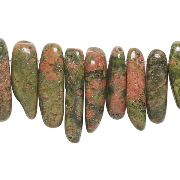Unakite 1pkg1, top-drilled Hawaiian chip bead natural 15.5-16 inch extra-large image number 0