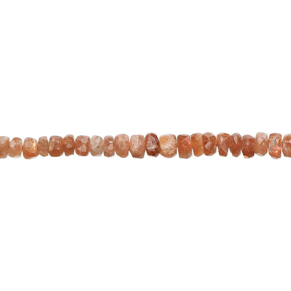 Sunstone 1pkg1, hand-cut faceted rondelle bead natural C+ grade, 13 inch 3x2mm-4x3mm image number 0