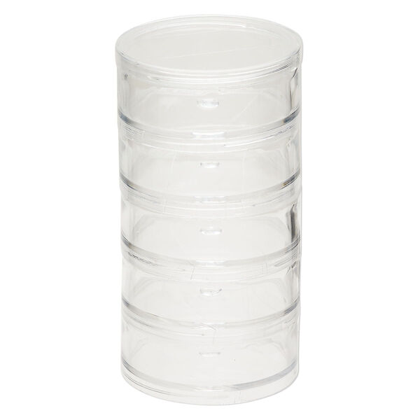 Organizer jar, Space Saver, acrylic, clear, 2-3/4 x 1-1/4 inch round. Sold per 5-piece set. image number 1