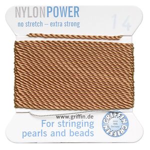 Thread, Griffin, nylon, cornelian, size #14. Sold per 2-meter card (approximately 78 inches).