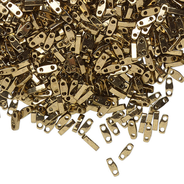 Seed bead, TILA®, glass, pkg/250g, 5x1.2mm quarter tila rectangle, opaque metallic dark bronze, (QTL-457). image number 0