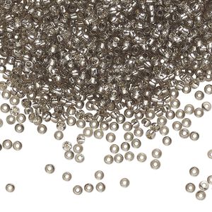 Seed bead, Preciosa Ornela Czech glass, pkg/50g, #11 rocaille, translucent solgel dyed silver-lined grey, (78141).