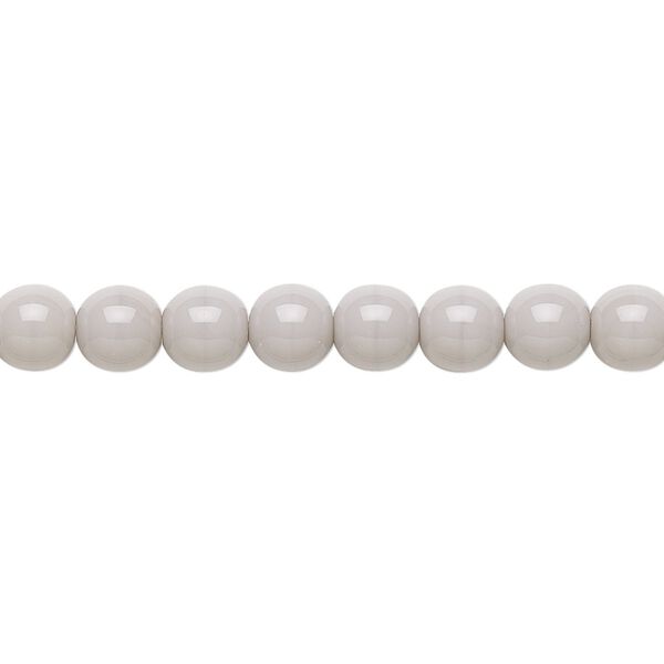 Bead, Preciosa, Czech glass druk, opaque light grey, 6mm round. Sold per 15-1/2" to 16" strand. image number 0