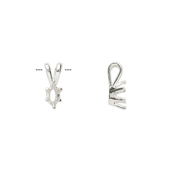 Pendant, Sure-Set™, sterling silver, 6x3mm 6-prong marquise basket setting. Sold individually. image number 0