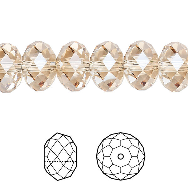 Bead 12pk crystal golden shadow, Crystal Passions® 12x8mm rondelle 5040 image number 0