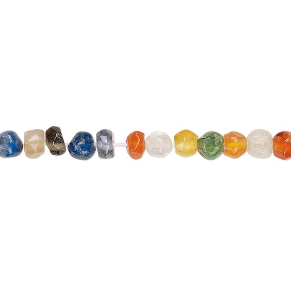 Multi-gemstone / glass 1pkg1, hand-cut faceted mixed shape bead 12 inch 3x1mm-5x4mm image number 0