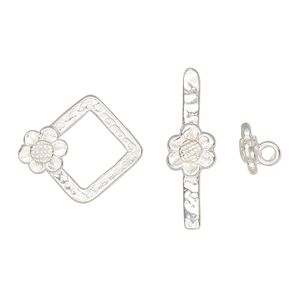 Clasp toggle 1pkg1 sterling silver, 18.5x16.5mm diamond, JBB Findings 1-strand