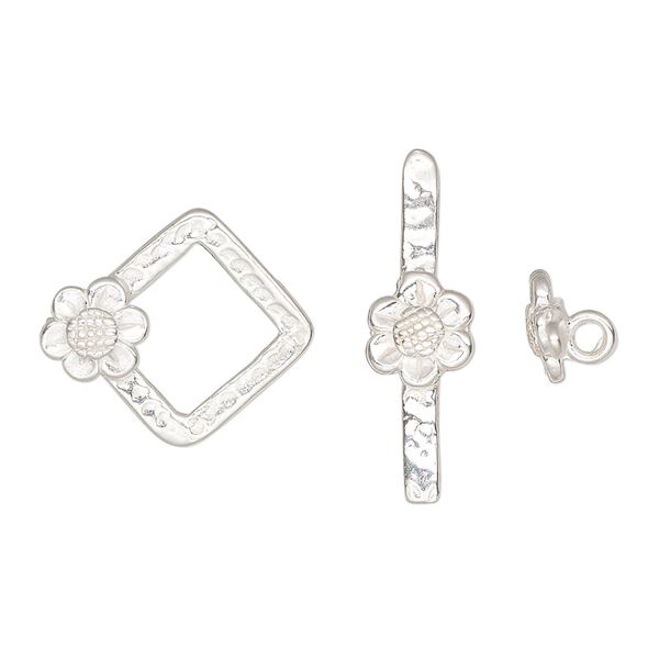 Clasp toggle 1pkg1 sterling silver, 18.5x16.5mm diamond, JBB Findings 1-strand image number 0