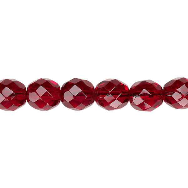 Bead, Czech fire-polished glass, garnet red, 8mm faceted round. Sold per pkg of 600 (1/2 mass). image number 0