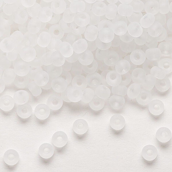 Seed bead, Preciosa Ornela Czech glass, pkg/50g, #6 rocaille, translucent matte clear, (00050). image number 0