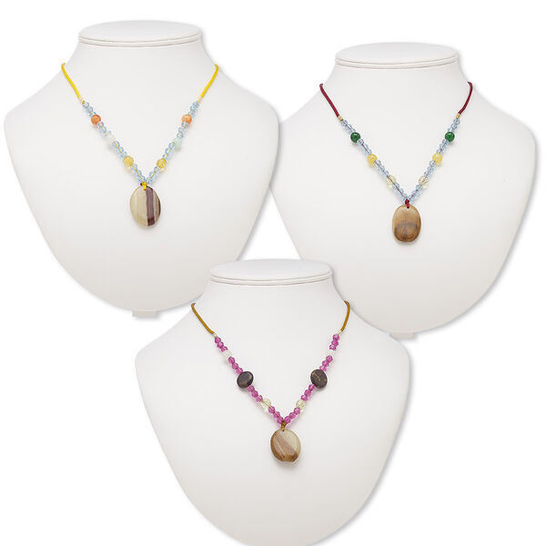 Brown italian "onyx" / multi-gemstone / acrylic 1pkg3, oval necklace B- grade, continuous 20 inch mix 30x20mm-34x24mm image number 0