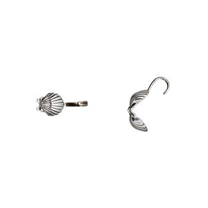 Bead tip, Hot Tips®, antique silver-plated brass, 9x5mm bottom clamp-on shell with open loop. Sold per pkg of 100.