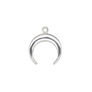 Charm, sterling silver, 16x15mm single-sided naja. Sold individually.