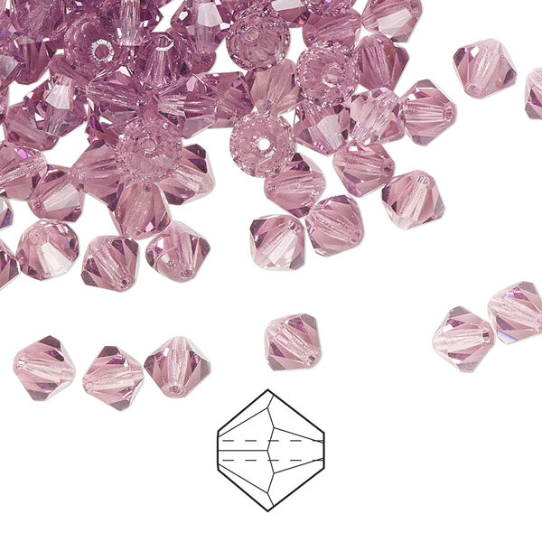 Bead 144pk light amethyst, Preciosa Czech crystal 5mm bicone image number 0