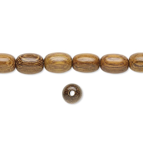 Bead, wood (waxed), 9x6mm hand-cut oval. Sold per 15-1/2" to 16" strand. image number 0
