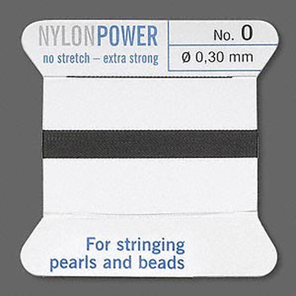 Thread, Griffin, nylon, black, size #0. Sold per 2-meter card (approximately 78 inches). image number 0