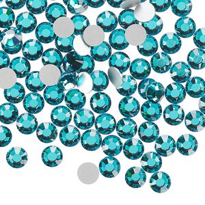 Flat back, Dance With Me™ crystal rhinestone, blue zircon, foil back, 4.6-4.8mm rose, SS20. Sold per pkg of 144 (1 gross).