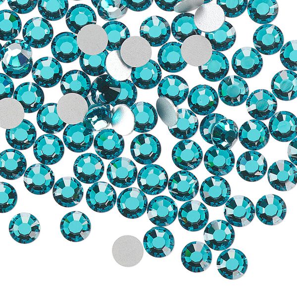 Flat back, Dance With Me™ crystal rhinestone, blue zircon, foil back, 4.6-4.8mm rose, SS20. Sold per pkg of 144 (1 gross). image number 0