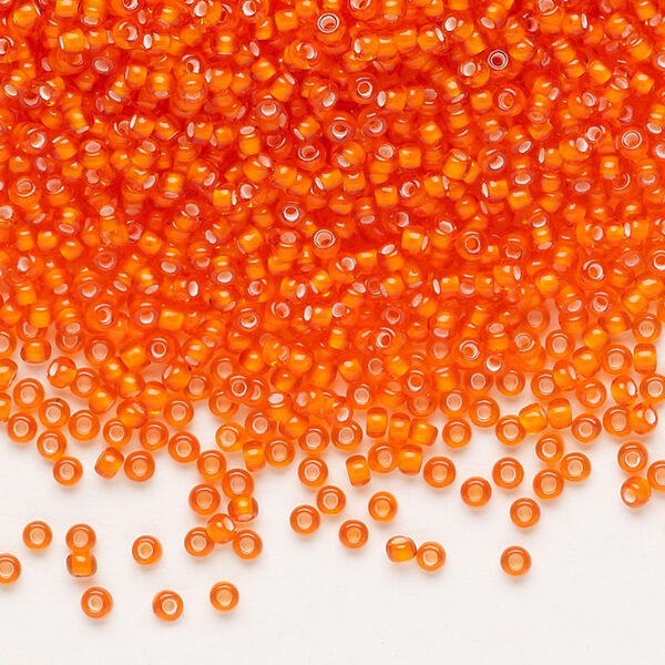 Seed bead, Preciosa Ornela, glass, transparent chalkwhite-lined hyacinth, #11 rocaille. Sold per 500-gram pkg. image number 0