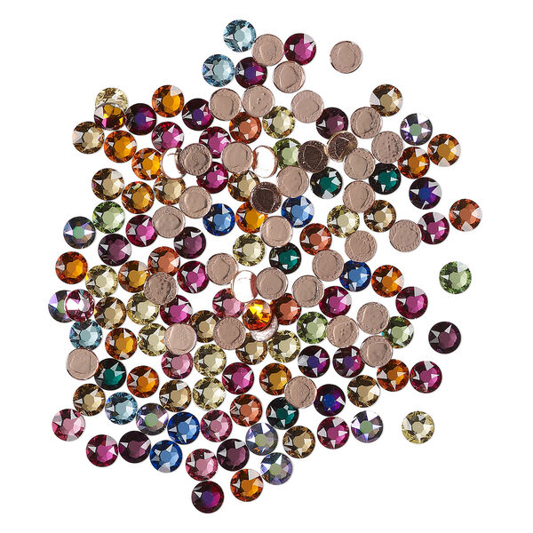 Flat back mix 1pkg144 mixed colors, Crystal Passions&reg; rhinestone 4.60-4.80mm hotfix round SS20 2078HF image number 0