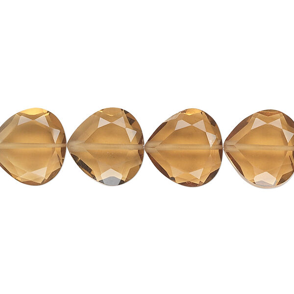 Golden quartz 1pkg10, hand-cut faceted teardrop bead 12mm image number 0
