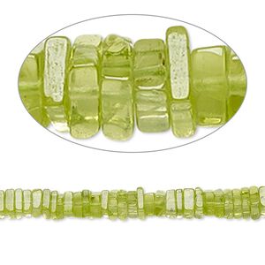 Peridot 1pkg1, hand-cut square rondelle bead natural 8 inch 4x1mm-6x2mm