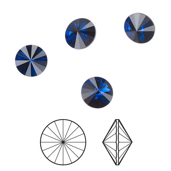 Chaton 8pk dark sapphire foil back, Crystal Passions® Regenerated 8.16-8.41mm rivoli SS39 1122 image number 0