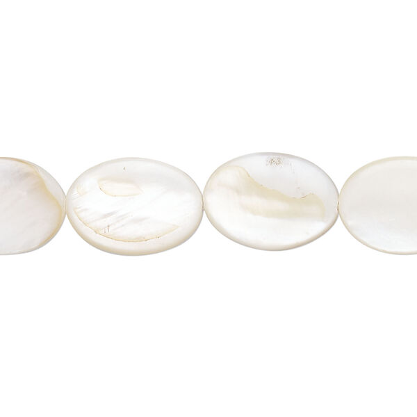 Mother-of-pearl shell 1pkg1, flat oval bead 15 inch 15x10mm image number 0