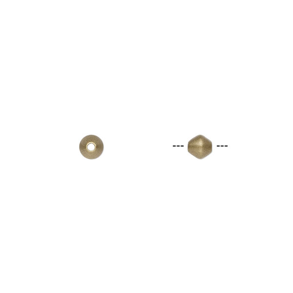 Bead, antique brass-plated brass, 4mm bicone. Sold per pkg of 100. image number 0